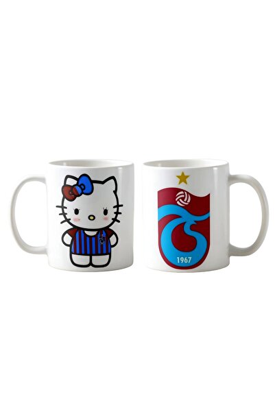Ghostbastır Bordo Mavi Hello Kitty Kupa Bardak | Tek Adet K014