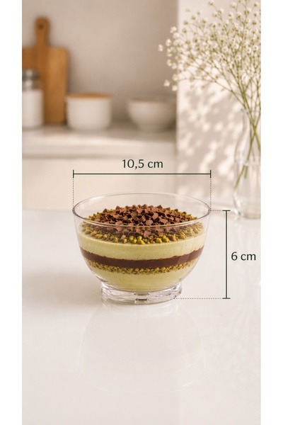 Ezupack PLASTİK Karaman Sunum Kasesi Tatlı Kasesi Kübik Prizma Kase Magnolya, Puding, Meze, Tiramisu Cup