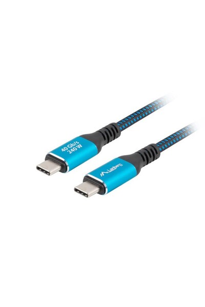 Lanberg Cablu USB-C tată/tată USB4 0.5M 240W 8K 60HZ Negru-Albastru