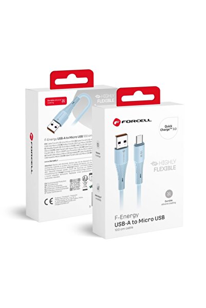 Forcell Kabel USB A do Micro USB F-Energy QC3.0 2,4A 18W Silicone 1 m C341 ni...