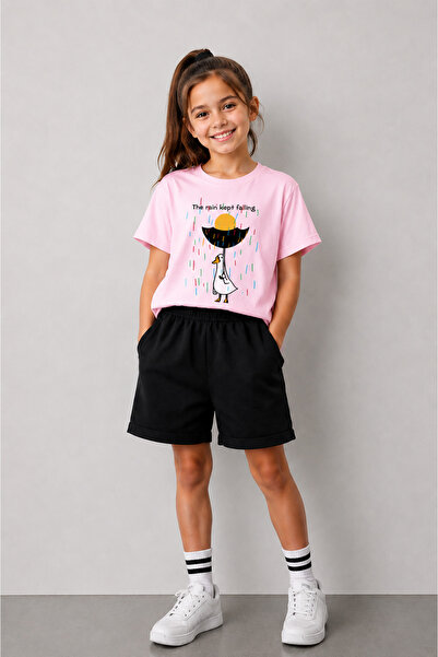 VODEXA Set tricou și pantaloni scurți pentru băieți și fete, 100% bumbac, de ...