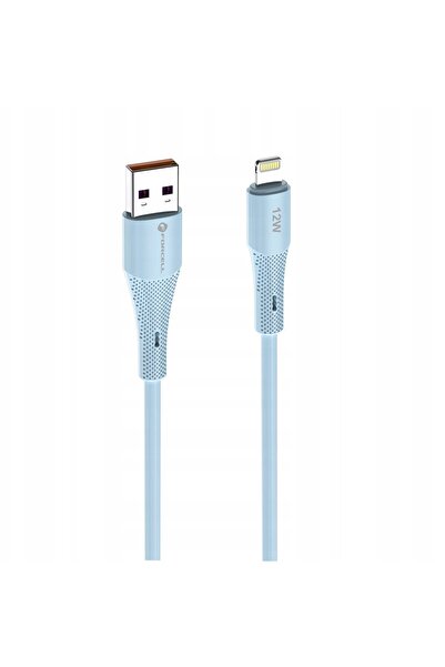 Forcell Cablu USB A la Lightning F-Energy 2,4A 12W Silicon 1 m C343 albastru