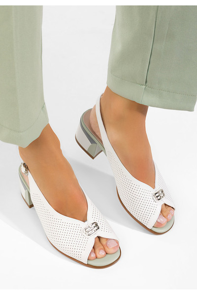 B T Shoes Sandale piele naturala Rabiela albe