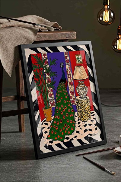 Buka Shops Maximalist Peacock and Eclectic Dopamine Decor - Black Framed Pain...