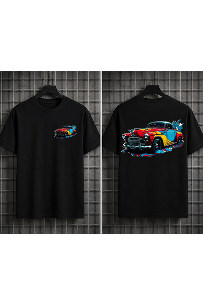 VODEXA Μπλουζάκι Unisex Oversize με στάμπα RETRO VEHICLE, 100% βαμβακερό, άνε...