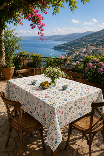 Soft Kare Modern Colorful Floral Patterned Wipeable Tablecloth Stain-Resistan...