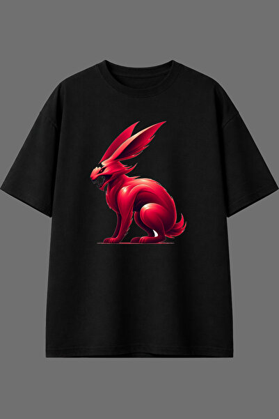 VSRN Wild Rabbit Design Pre-Printed Black Oversize T-Shirt