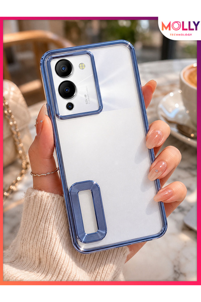 Molly İNFİNİX NOTE 12 G96 İçin Kenarları Metalik Sierra Blue Lens Koruyuculu ...