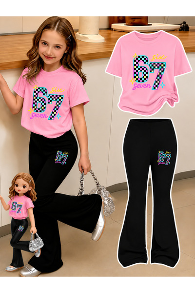 YUNAYT Set de pantaloni evazați și tricou spaniol pentru fete
