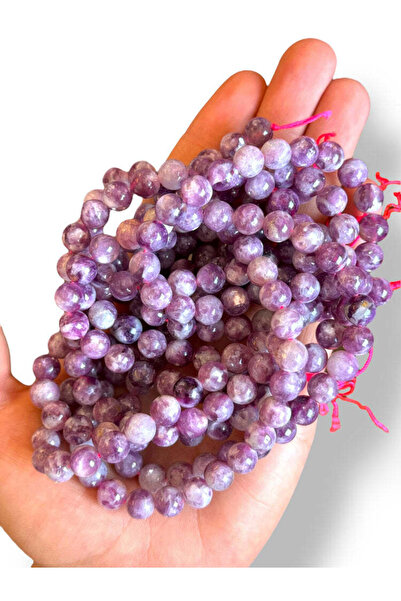 Bozhi Bead Set Lepidolite Natural Stone 8mm - Natural Stone Beads Lepidolite