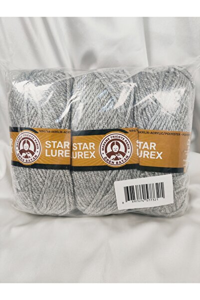 Ören Bayan Star Lurex Gray Hand Knitting Yarn (3 Pieces) - Color: T082