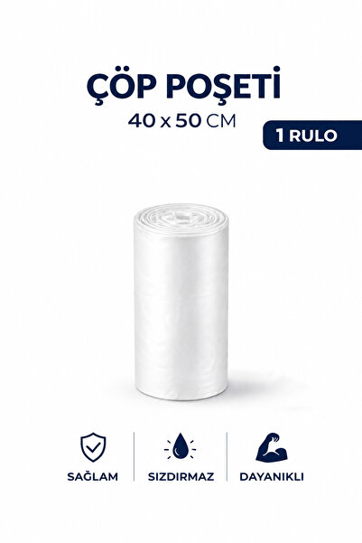 MSE HOLD 40x50 Küçük Boy Çöp Poşeti 1 Rulo 40 Adet Dayanıklı Sızdırmaz Çöp To...