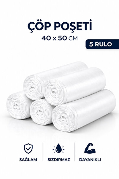 MSE HOLD 40x50 Küçük Boy Çöp Poşeti 5 Rulo 200 Adet Dayanıklı Sızdırmaz Çöp T...