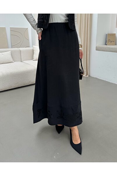 MİA NOURA Women's Skirt with Beaded Embroidery