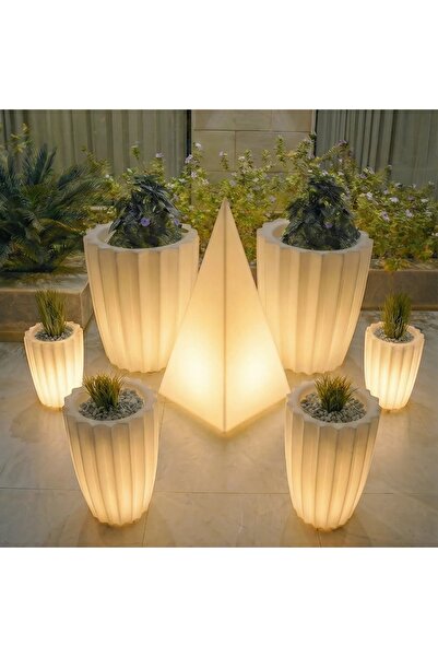 MYASEM STORE LED Planter Set 6 Piece Illuminated Pots Decor with Pyramid led ...