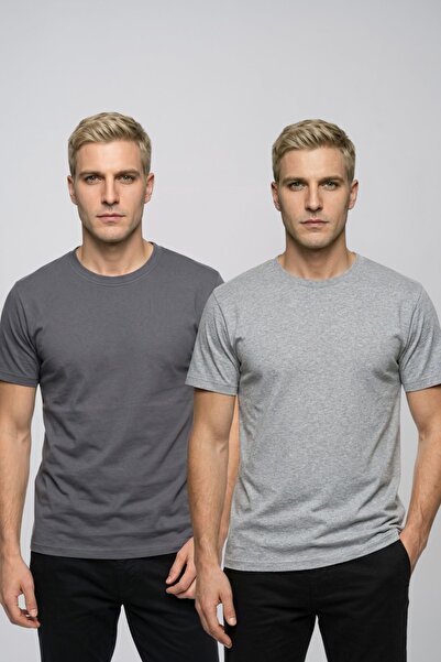 fevien Advantageous 2-Pack Men's Crew Neck Short Sleeve Basic T-Shirt Casual ...