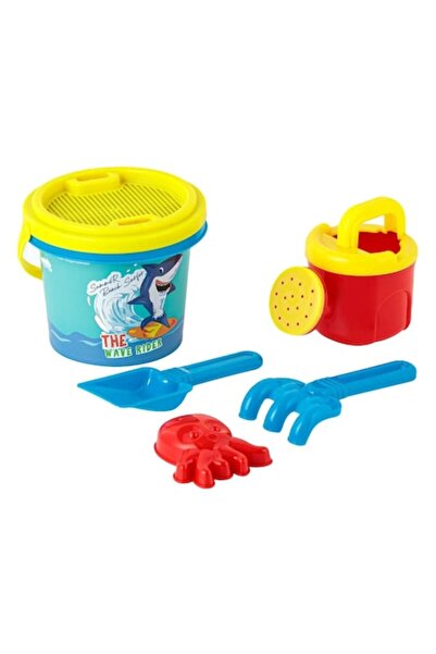 OEM Turquoise Beach Bucket Shark Ø14x11cm & 4 Accessories