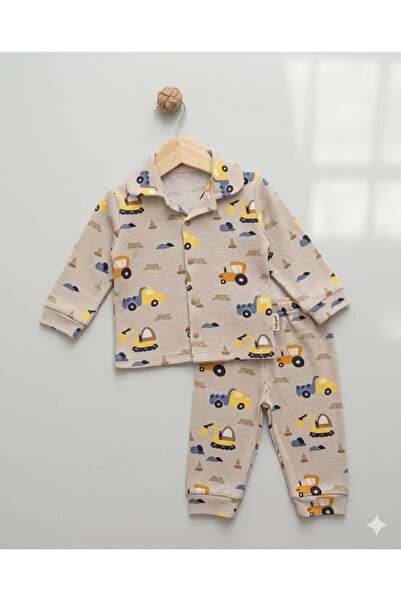 KapsülBebek Tractor Patterned Tracksuit Set – 100% Cotton