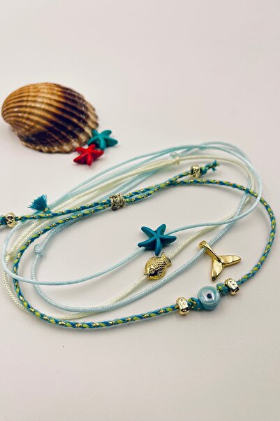 Concept HuBuTU 4 Pieces Bohemian Series Star Fish Tail Evil Eye Figured Turqu...