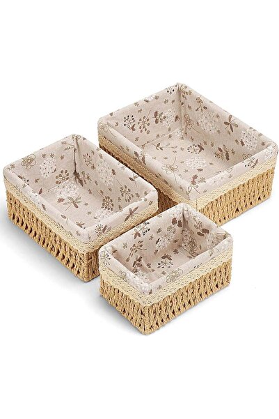 Arabest 3-Pack,Floral Wicker Storage Baskets,Handwoven Multi-size,for Home Or...