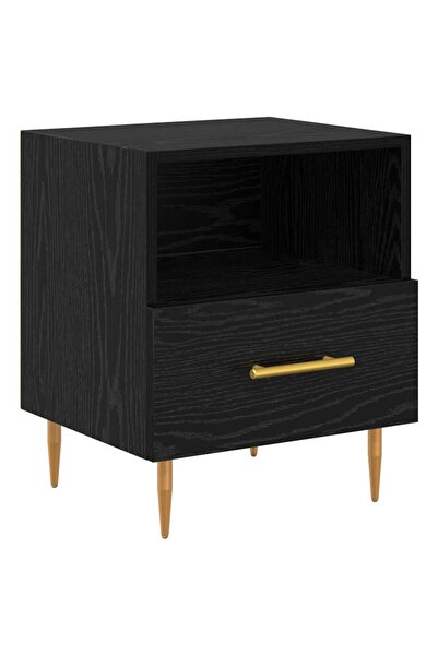 vidaxl Noptieră cu sertar Negru 40 x 35 x 47,5 cm Lemn compozit
