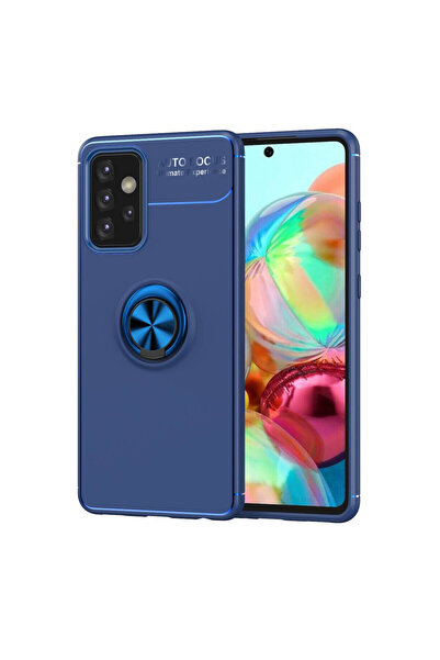 Eda Galaxy A72 Kılıf Range Yüzüklü Silikon - Mavi