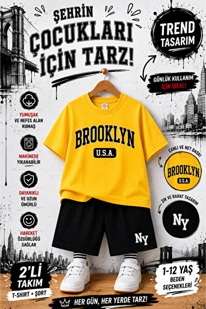 OVERMAX Brooklyn Printed Kids' Set – T-Shirt & Shorts 2-Piece Combination |  ...