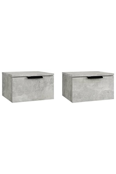 vidaxl Noptiere de perete, 2 buc., gri beton, 34x30x20 cm