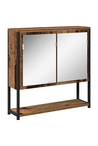 vidaxl Dulap cu oglindă Lemn vechi 60 x 16 x 60 cm Lemn compozit