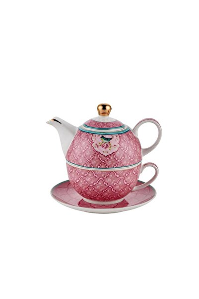 ROY KING QUSH PEMBE BİTKİ ÇAYI DEMLİĞİ VE ÇAY FİNCANI