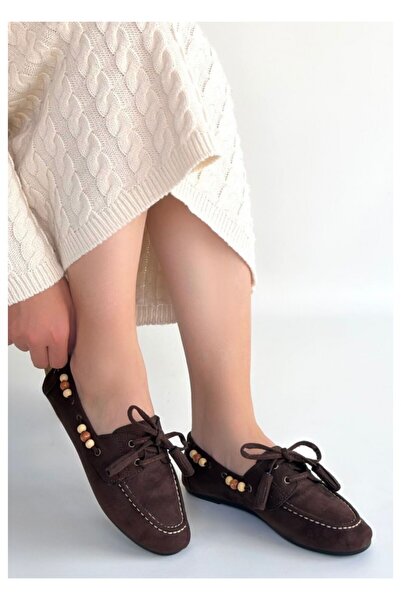 BellAyakkabı Women's Suede Bead Detailed Casual Loafers