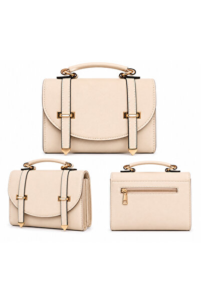 genric RICCOH Fashion York Shandar Cream/Beige Vegan Leather Top Handle Satch...