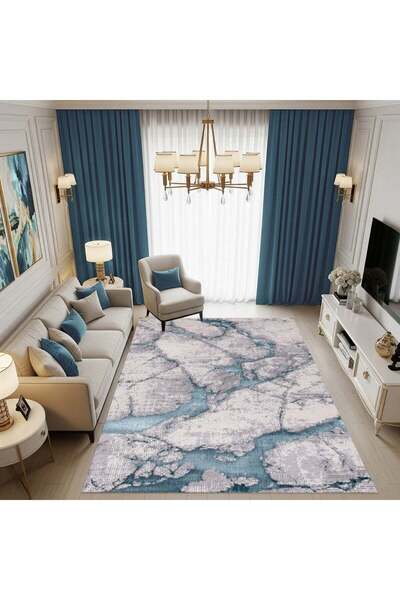 CasaRossaTextil Covor SENA Albastru | Covor Premium Turcia | Design Modern, C...