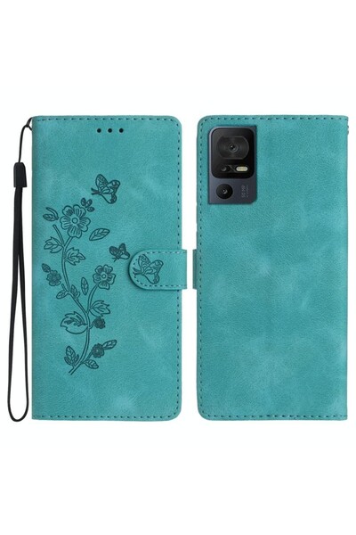 sscase Butterfly Flower Θήκη Πορτοφόλι Sky Blue (TCL 40 SE)