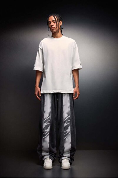 Slatra Men's Smoked Zen Printed Washed Effect Baggy Tracksuit