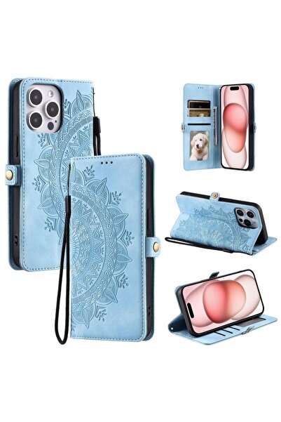 sscase Mandala Flower Θήκη Πορτοφόλι Light Blue (Apple iPhone 16 Pro Max)