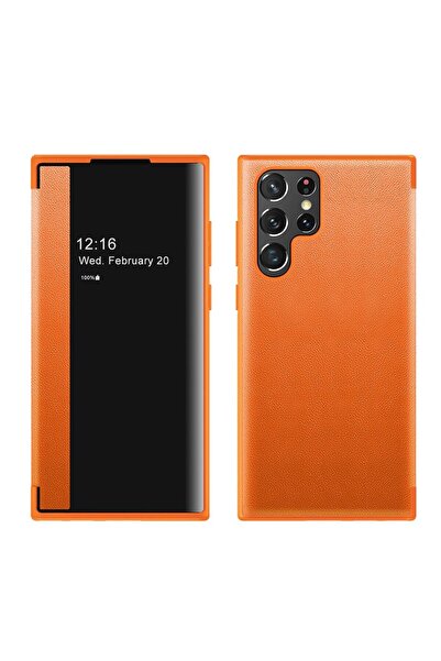 sscase Window View Leather θήκη Βιβλίο Orange (Samsung Galaxy S22 Ultra 5G)