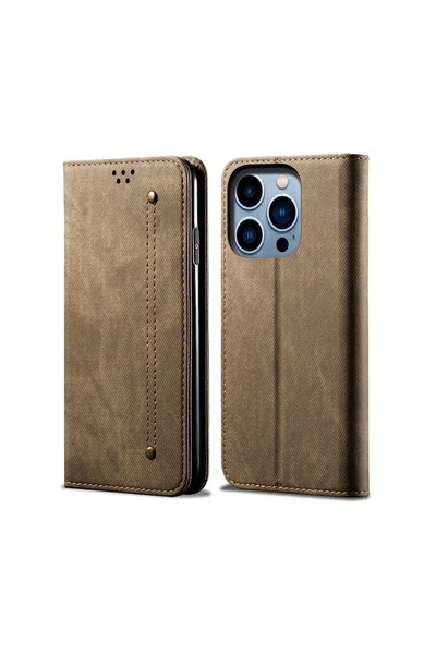 sscase Denim Texture Θήκη Βιβλίο Khaki (Apple iPhone 15 Pro)