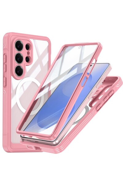 sscase 360 Degrees Coverage MagSafe Σκληρή Θήκη με Tempered Glass Pink (Samsu...