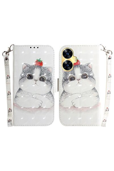 sscase 3D Colored Θήκη Πορτοφόλι Cute Cat (Realme C55)