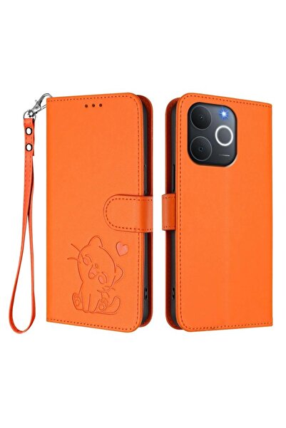 sscase Cat and Heart Θήκη Πορτοφόλι Orange (Realme Note 70T 4G)