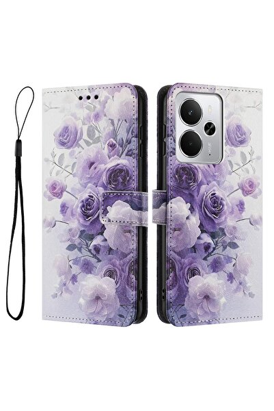 sscase Colored Drawing Θήκη Πορτοφόλι Purple Rose (Realme 14 5G / 14T 5G)
