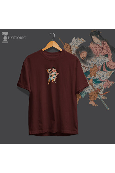 Hystoric Wear تي شيرت مطبوع كبير الحجم بتصميم الأساطير اليابانية (إيزانامي وإ...