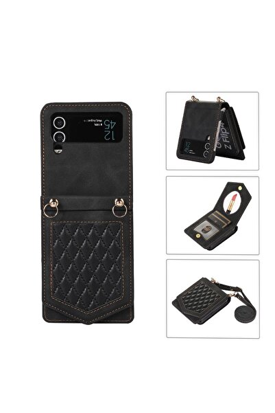 sscase Rhombic Texture Σκληρή Θήκη με Λουράκι Black (Samsung Galaxy Z Flip3 5G)
