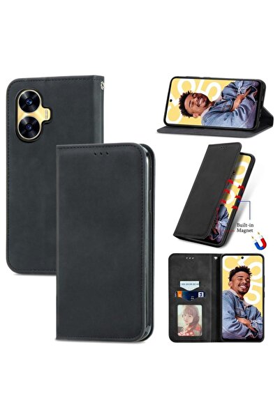 sscase Retro Magnetic Leather Θήκη Πορτοφόλι Black (Realme C55)
