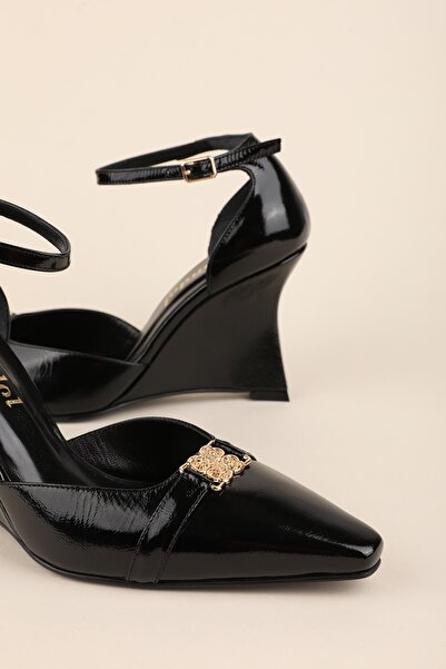 Gondol Genuine Leather Wedge Heeled Evening Dress Shoes Brgl.6106 Black Paten...