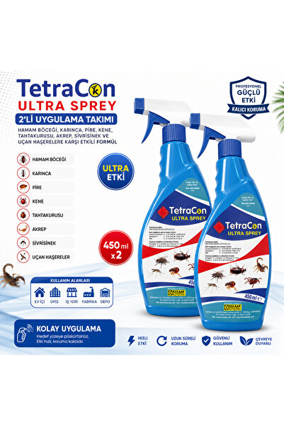 Kulsan İlaç Tetracon Ultra Sprey 2’li Uygulama Takımı 450 ml x 2(Hamam Böceği...
