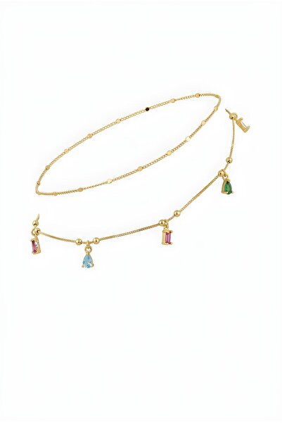 Hegi Collection Renkli Taşlı 14K Çelik Halhal