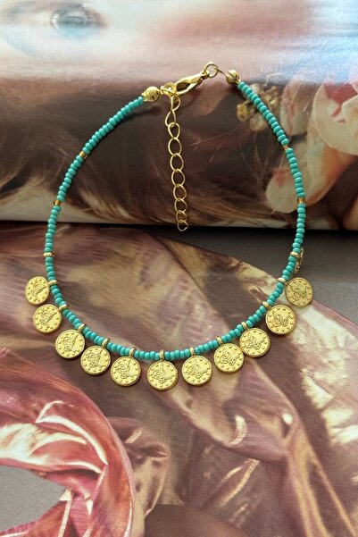 Trendy Butik خلخال مزين بخرز تركواز وتفاصيل توجرا