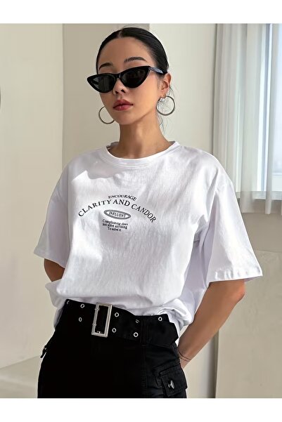 puolikuu Tricou unisex cu croială confortabilă, cu panglică și imprimeu dublu